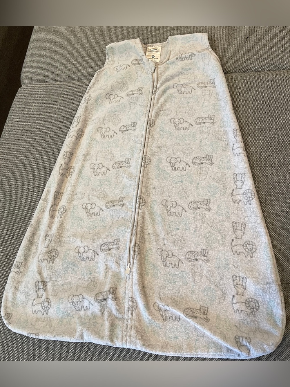 Halo Baby Fleece Sleep Sack Size Medium 6-12 Months Gray Safari Jungle
